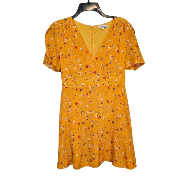 Madewell Silk Floral Babydoll Flutter Sleeve Belladonna Mini Dress - Picture 1 of 8